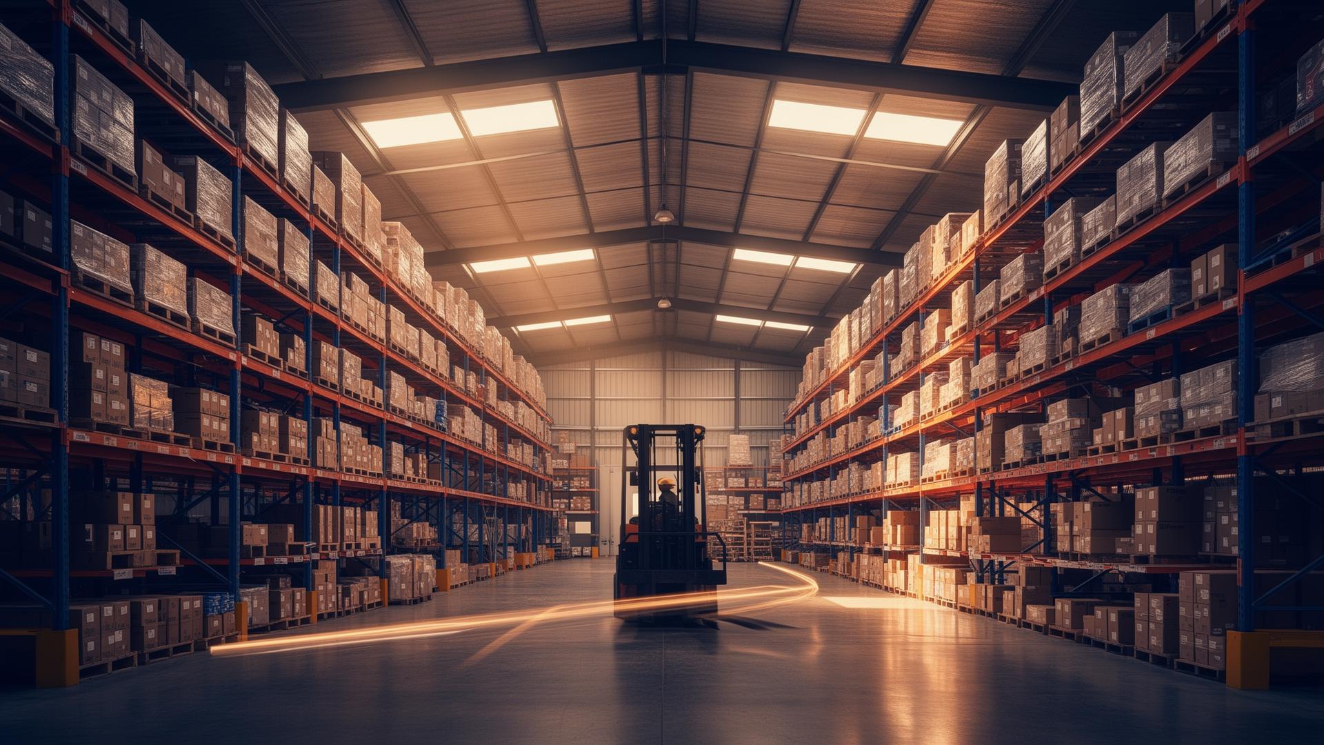 Modern Australian fulfilment warehouse with stacked inventory